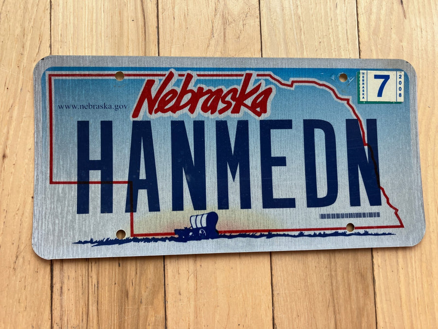 2008 Nebraska Vanity License Plate - HANMEDN - Hand Me Down?