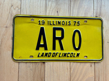 1975 Illinois Vanity License Plate - ARO