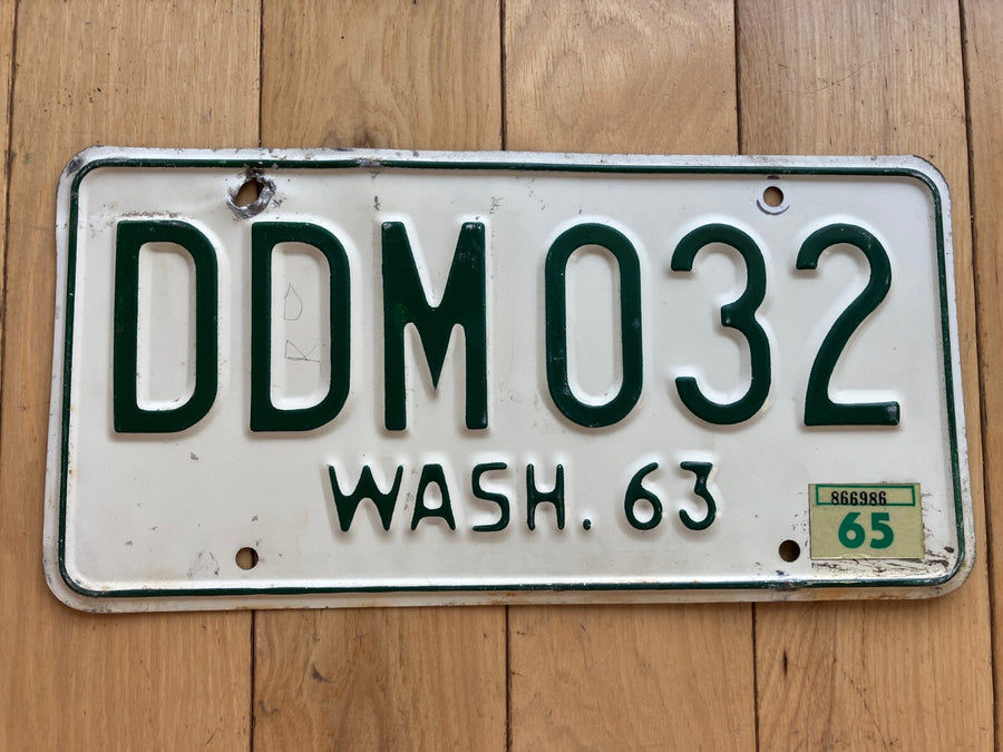 1963 Washington State License Plate W/ 1965 Tab