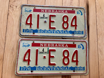 Pair Of 1976 Nebraska License Plates W/ 1980 Tabs
