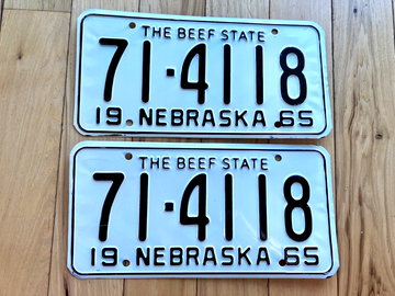 Pair of 1965 Nebraska License Plates