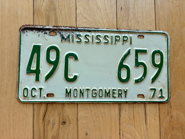 1971 Mississippi Montgomery County License Plate