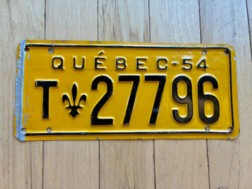 1954 Quebec Taxi License Plate