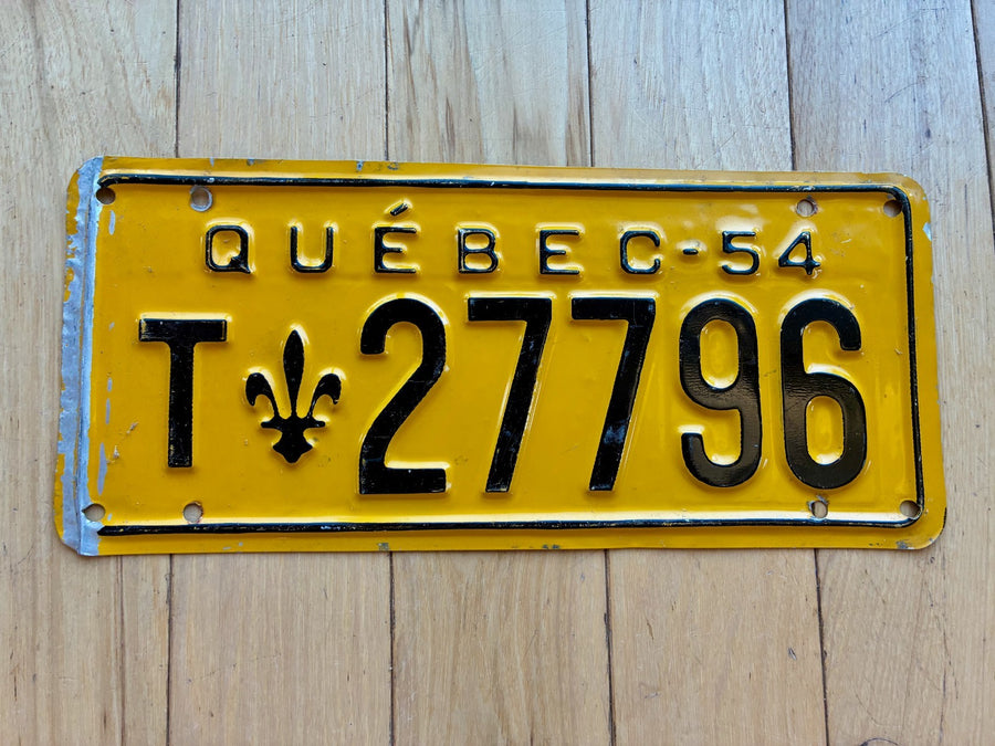 1954 Quebec Taxi License Plate