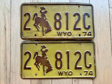 Pair of 1974 Wyoming License Plates
