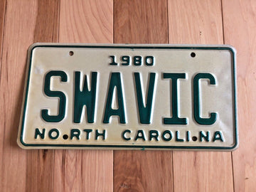 1980 North Carolina Vanity License Plate