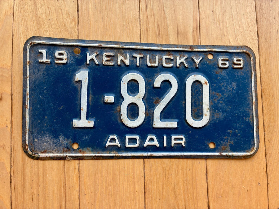 1969 Kentucky Adair County License Plate