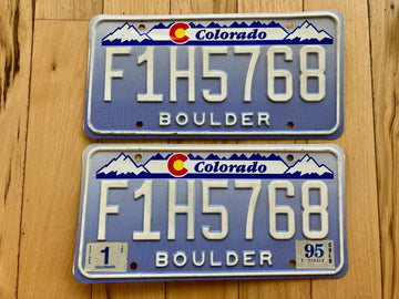 1995 Pair of Colorado Boulder License Plates