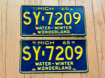 1965 Pair of Michigan License Plates