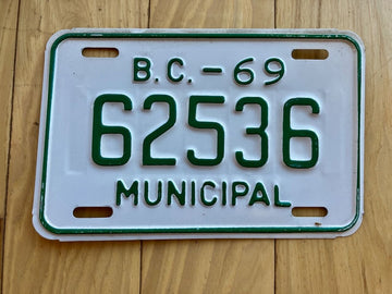 1969 British Columbia Municipal License Plate