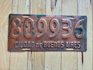 Ciudad De Buenos Aires License Plate (1960s?)