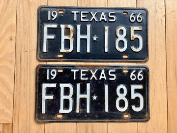 Pair of 1966 Texas License Plates - Check With DMV For YOM
