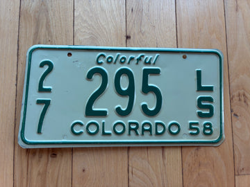 1958 Colorado License Plate