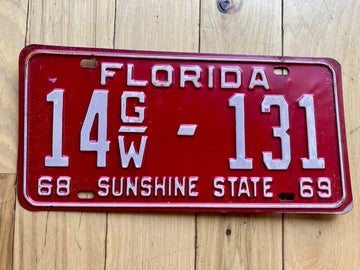 1968 1969 Florida License Plate - Numbers YOM Clear