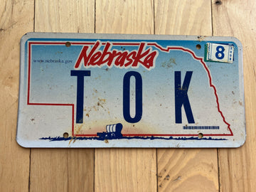 2008 Nebraska Vanity License Plate - T O K
