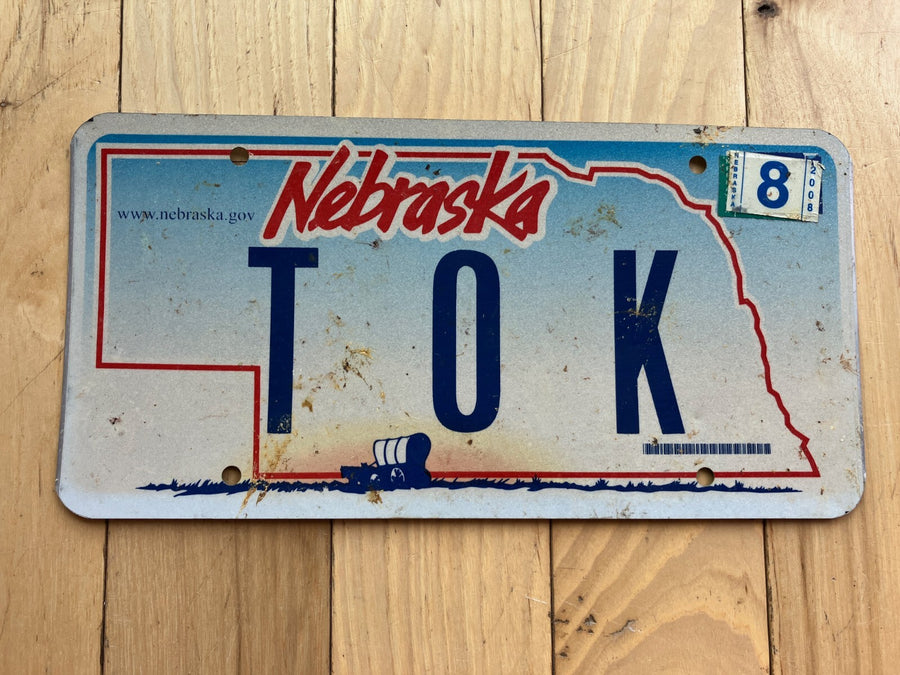 2008 Nebraska Vanity License Plate - T O K