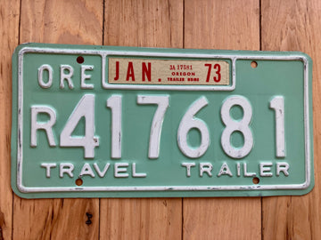 1973 Oregon Travel Trailer License Plate