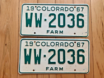 Pair of 1967 Colorado Farm License Plates
