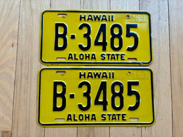 1969 Pair of Hawaii License Plates