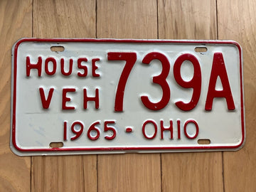 1965 Ohio House Vehicle License Plate