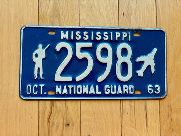 1963 Mississippi National Guard License Plate