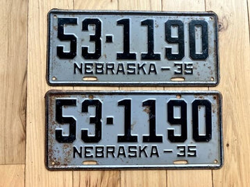Pair of 1935 Nebraska License Plates