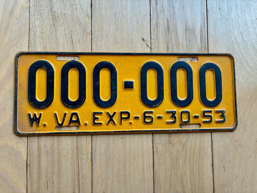 1953 West Virginia Sample License Plate