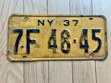 1937 New York License Plate