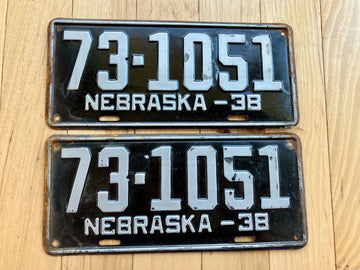 Pair of 1938 Nebraska License Plates