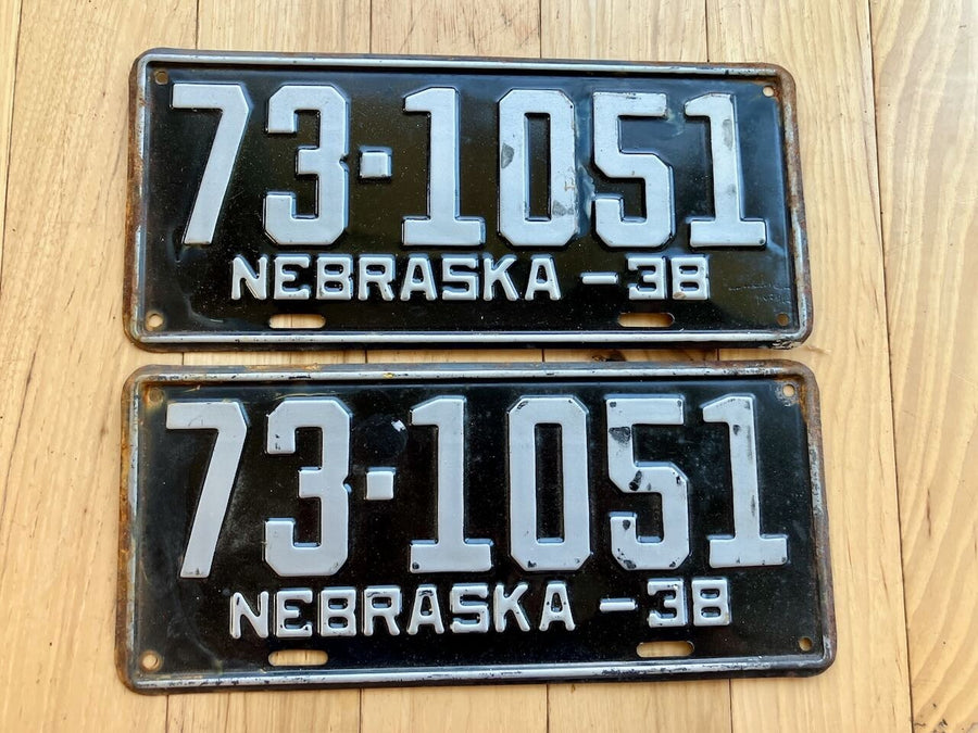 Pair of 1938 Nebraska License Plates