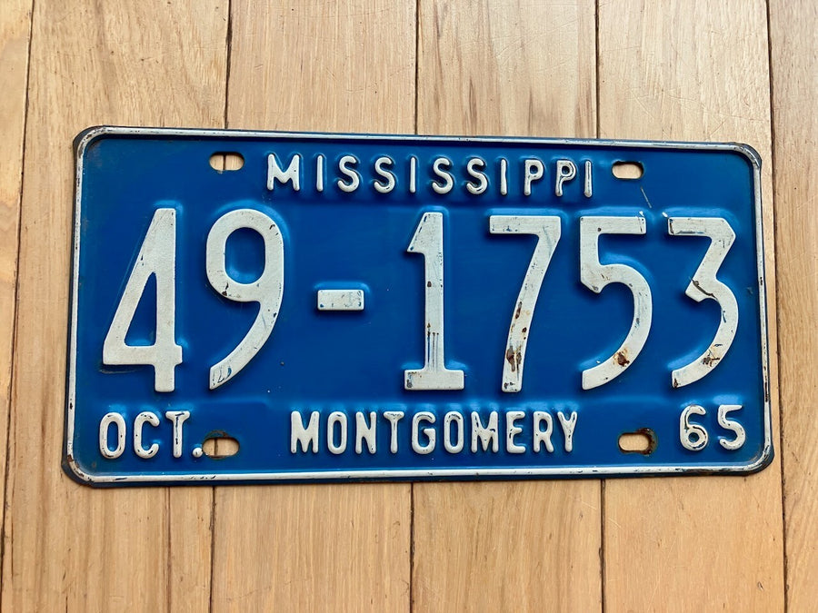 1965 Mississippi Montgomery County License Plate