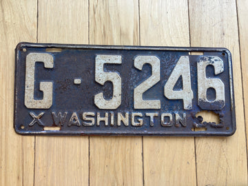 1935 Washington State License Plate - Damaged on Bottom Right By Date