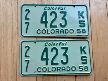 Pair of 1958 Colorado Truck License Plates