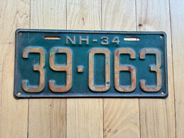 1934 New Hampshire License Plate