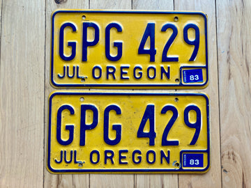 Pair of 1983 Oregon License Plates
