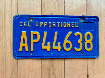 1980's California Apportioned License Plate