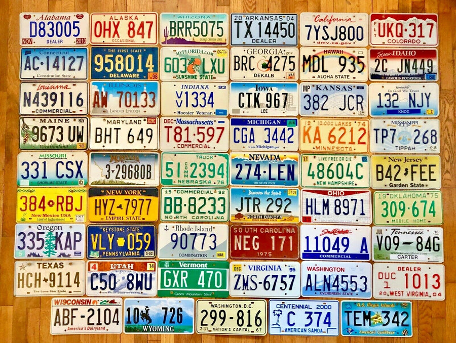 50 State License Plate Set Plus DC, American Samoa and USVI - Good Condition