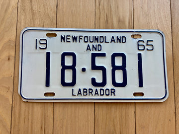 1965 Newfoundland And Labrador License Plate