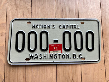 1971 Washington D.C. Sample License Plate