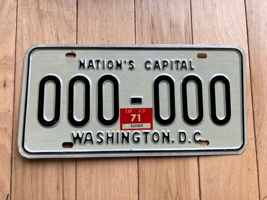 1971 Washington D.C. Sample License Plate