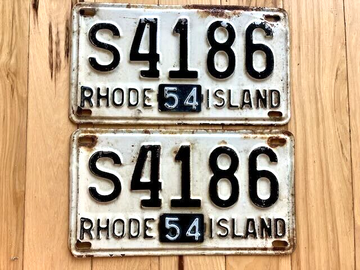 Pair of 1954 Rhode Island License Plates