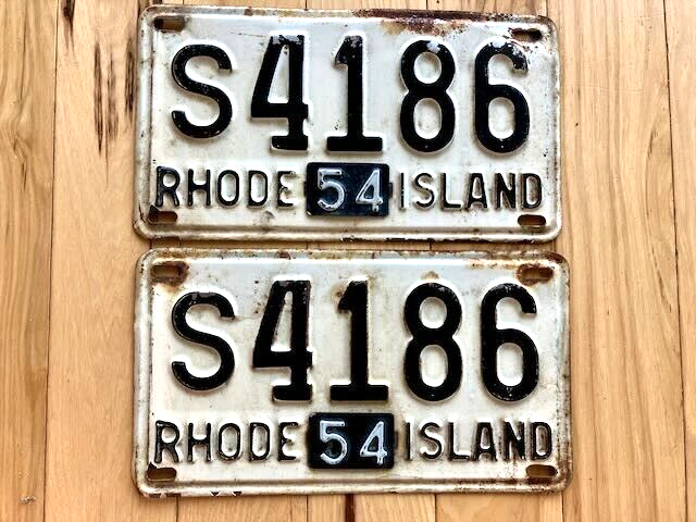 Pair of 1954 Rhode Island License Plates