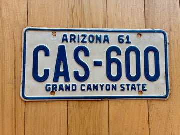 1961 Arizona License Plate- MVD YOM Clear