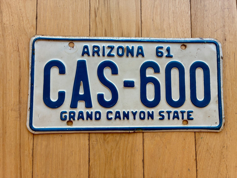 1961 Arizona License Plate- MVD YOM Clear