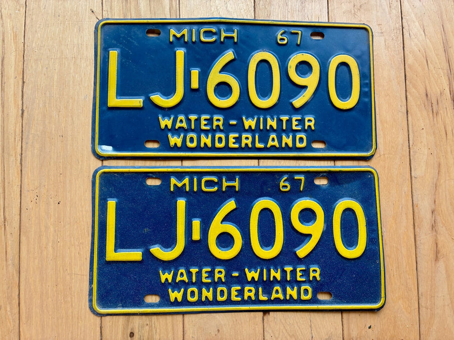1967 Pair of Michigan License Plates