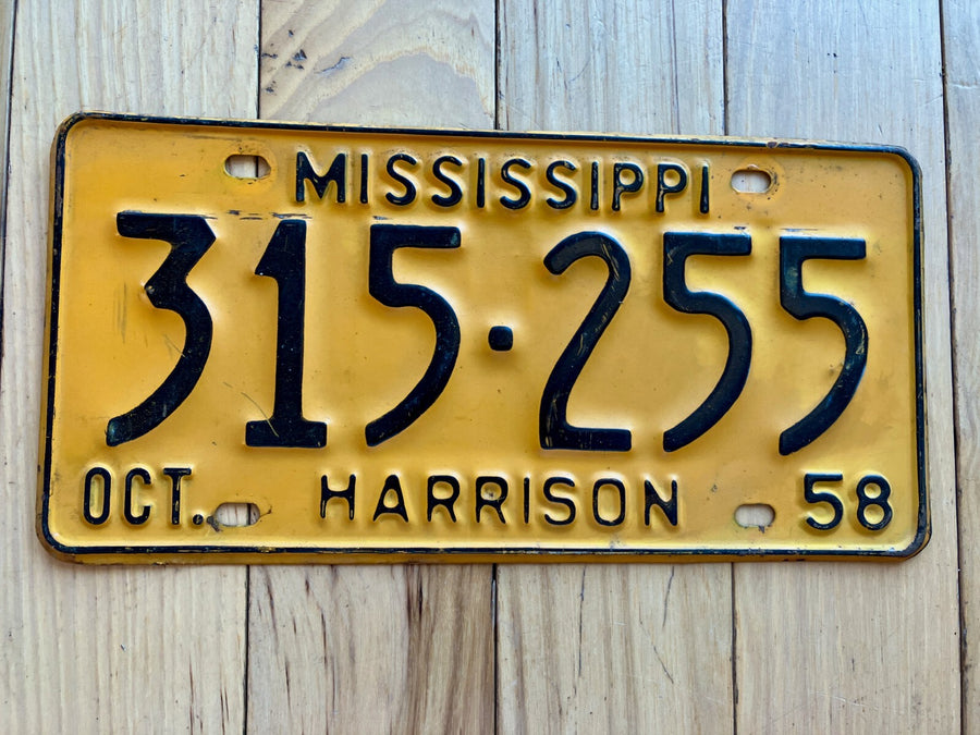 1958 Mississippi Harrison County License Plate