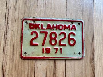 1971 Oklahoma Motorcycle License Plate