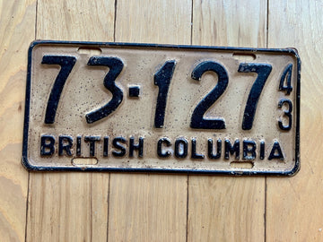 1943 British Columbia License Plate