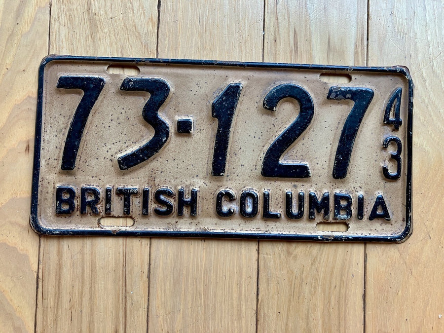 1943 British Columbia License Plate
