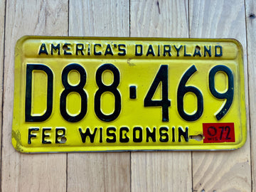 1972 Wisconsin License Plate